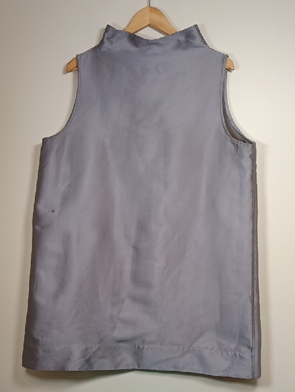 Ann Mashburn Silk & Wool Twill Funnel Neck Sheath Dress *Flaw*